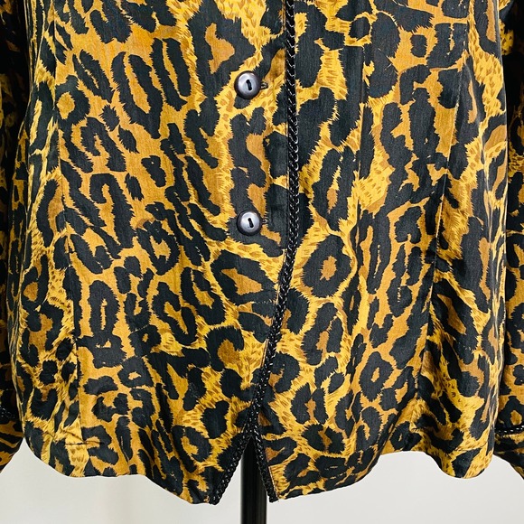Vintage Anna and Frank Silk Animal Print Button Down Womens Large Career Casual - Picture 7 of 9